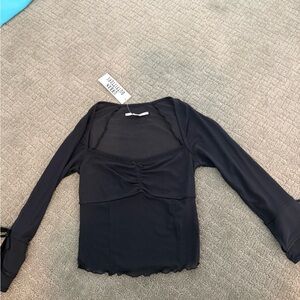 Urban outfitters Women’s Black Long Sleeve Ruched Top